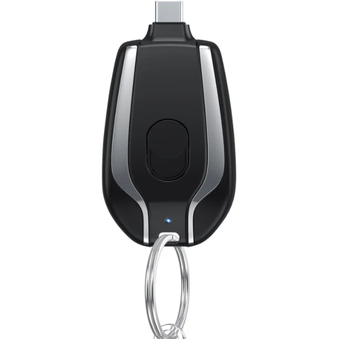 Portable Keychain Charger 1500mAh Type-C Ultra-Compact Mini Battery Pack Fast Charging Backup Power
