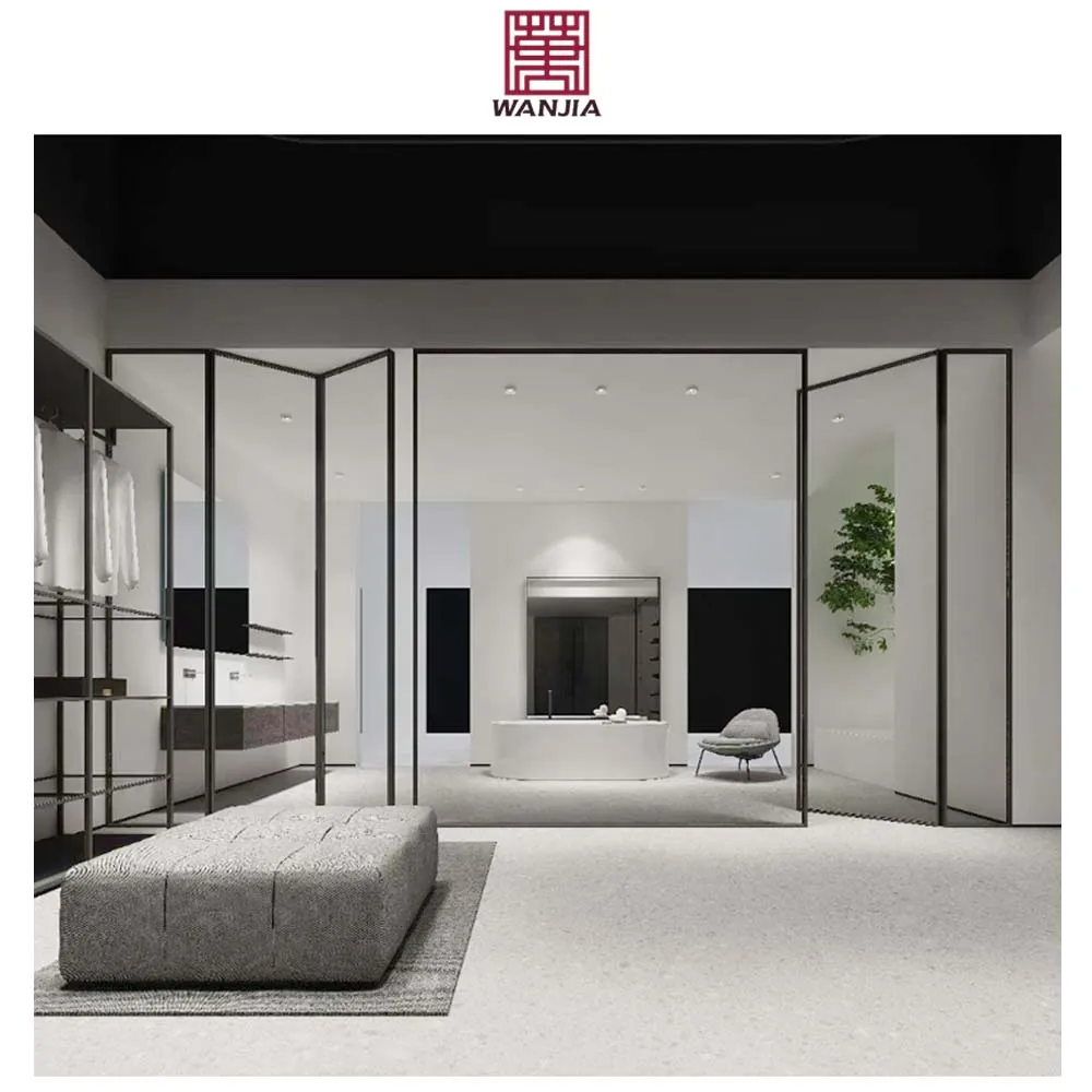 WANJIA Aluminum Frameless Folding Glass Door Panoramic Accordion Interior Partition Bifold Doors