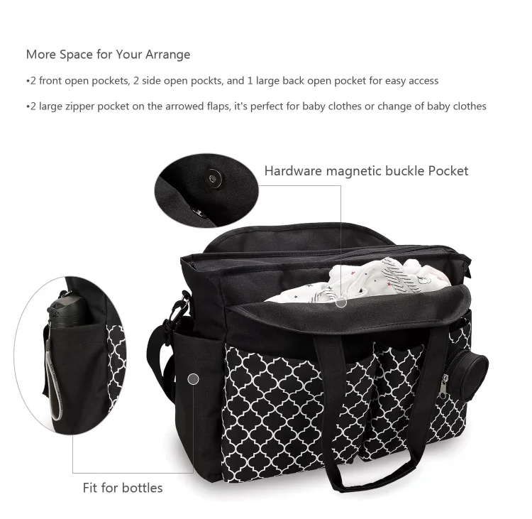 Customize Fabric Mommy Travel Tote Nappy Bag Waterproof Baby Diaper Bags For With Shoulder Strap