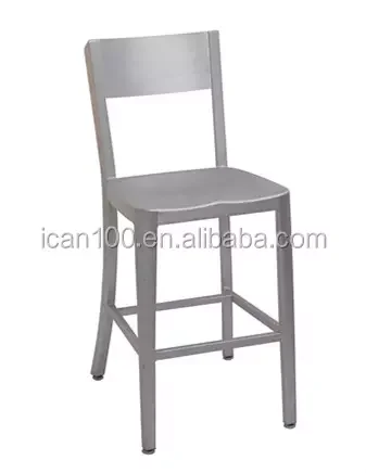 Metal Furniture Bar Stool Kitchen Chairs Silver aluminum Frame Dining Bar High Chair