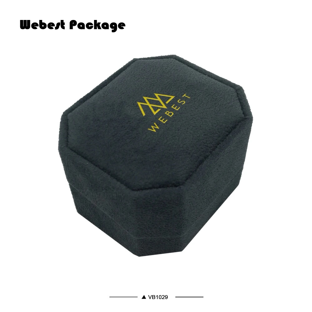 
Webest Package luxury blue jewelry ring box velvet vintage jewelry box fashion with logo 