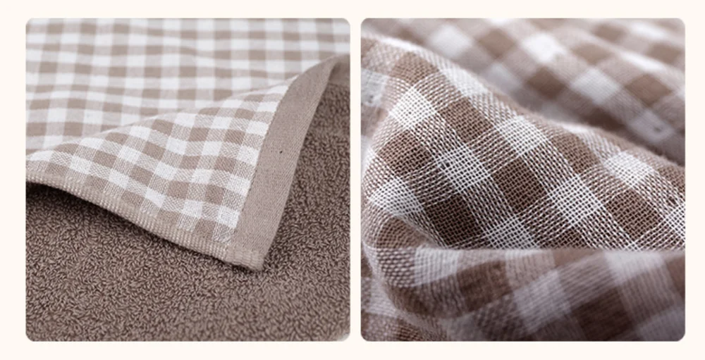 70x135cm Hemp Cotton Blending Checked Bath Towel