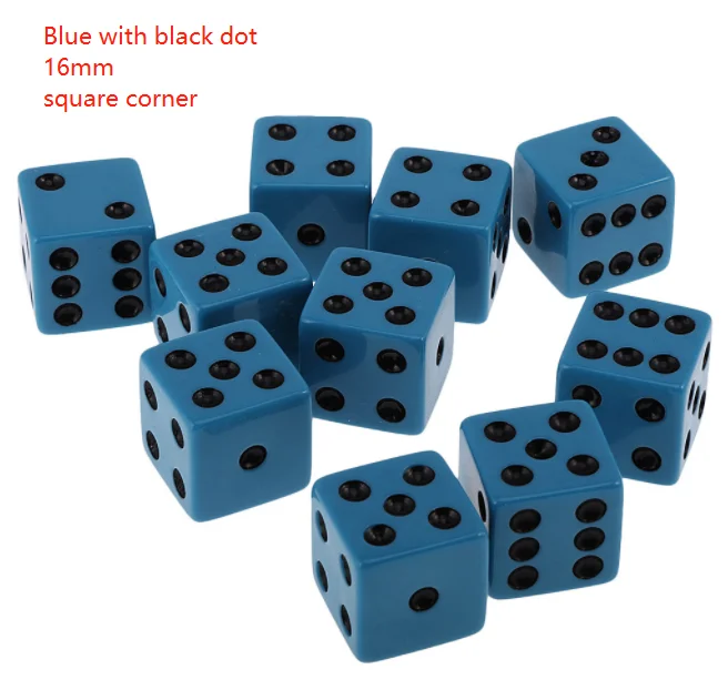 Custom dice black dot with red green blue yellow red color 6 Sided Board Game Dice 16MM square corner 5mm 8mm 12mm 14mm 16mm