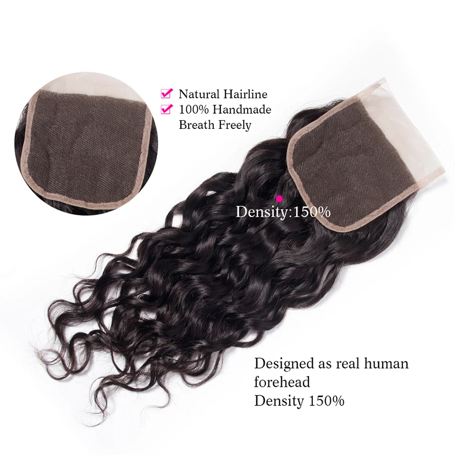 Peruvian hair bundles with closure water wave cuticle aligned virgin hair products for black women aliexpress online shopping