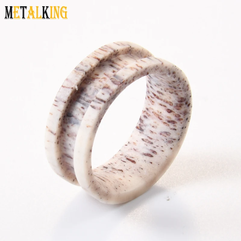 8mm Natural Deer Antler Blank Inlay Ring ,Flat Edge,Ring Cores,Accept Custom Made