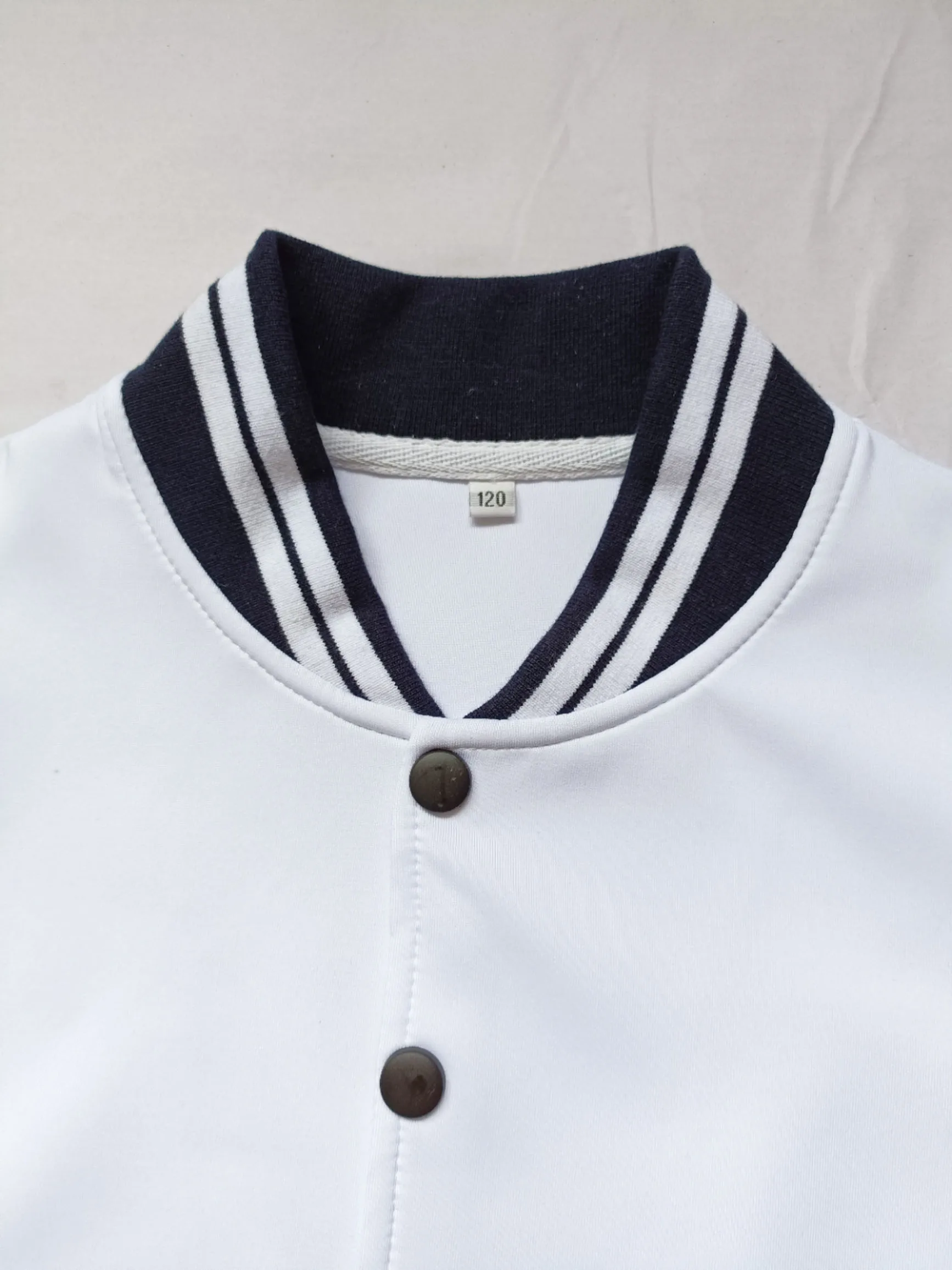 100sets custom white kids top+blue pants custom korean kids high school kindergarten student school uniform boy clothing set