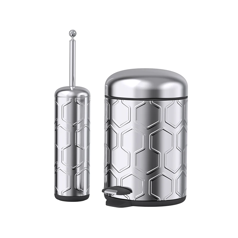 Football Series Stainless Steel  trash can matt finished bathroom waste bin mini pedal bin toilet brush with dispenser