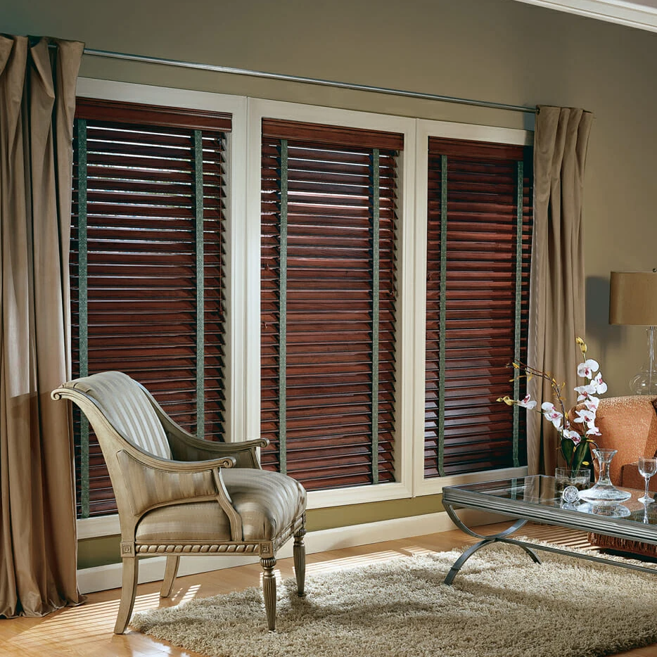 
35mm Timber Venetian Automated Wooden Day Night Shutter Slat Blinds 