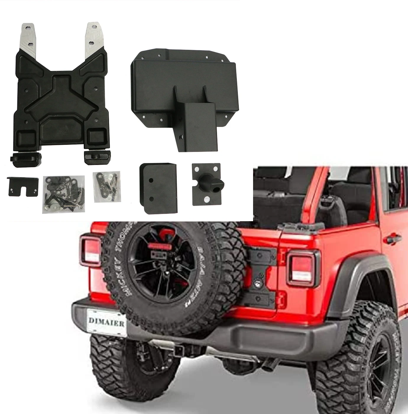 Car Spare Tire Carrier Tailgate Bracket Hinge Reinforcement Kits  For 2018-UP Jeep  Wrangler JL