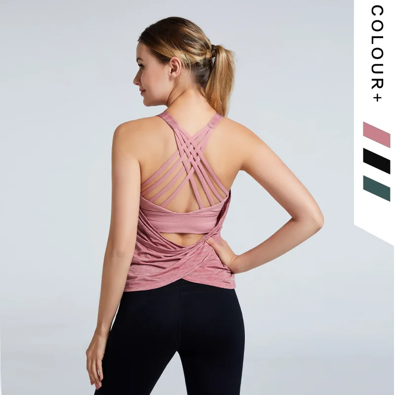 Spot wholesale 50pcs OEM Solid Yoga Padded Tops Soft Activewear Wholesale Fashion Sports Wear Yoga Breathable for Women