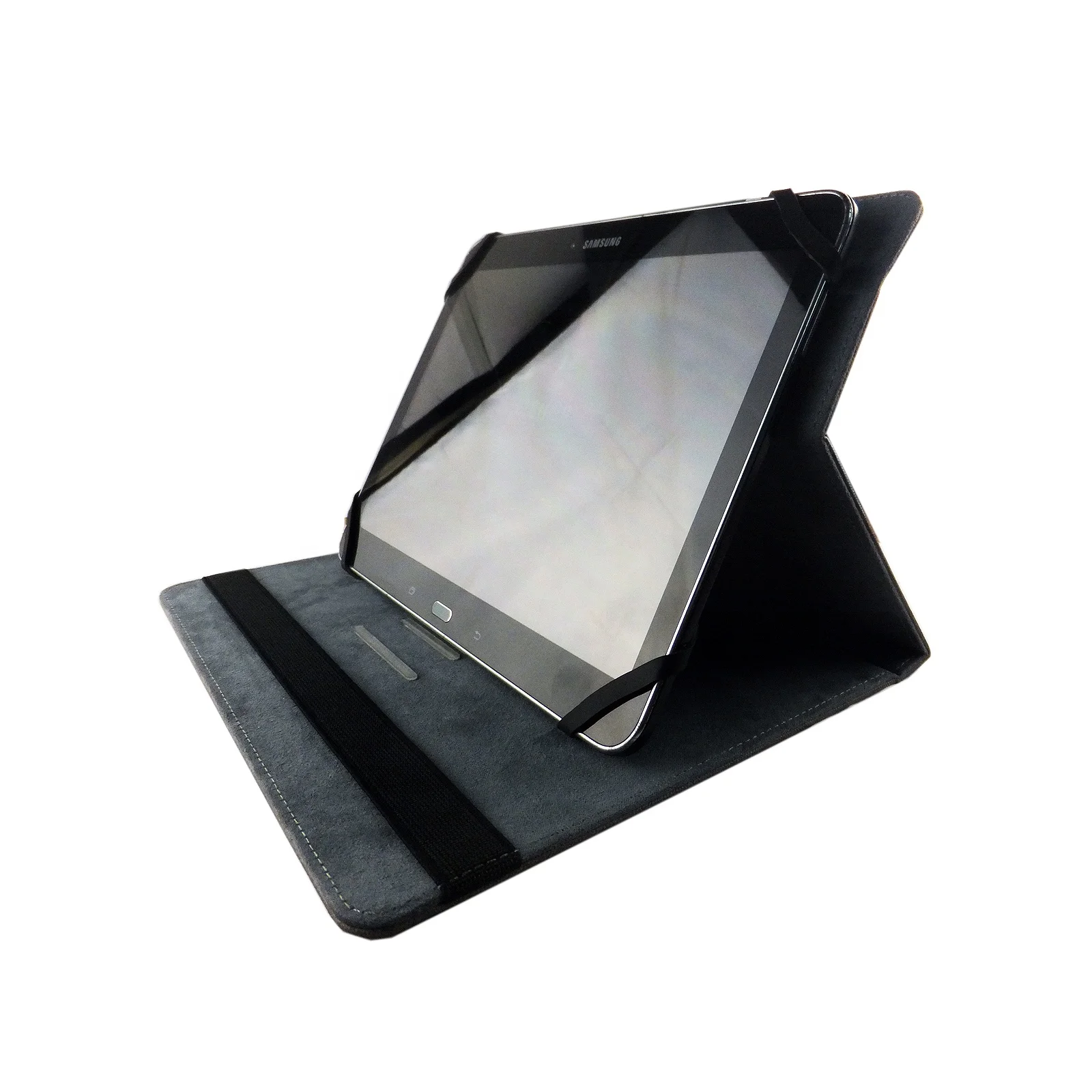 Customized One Fold Back Suction Pvc Gear Silicone Buckle High Quality Black Universal Tablet Case For Ipad