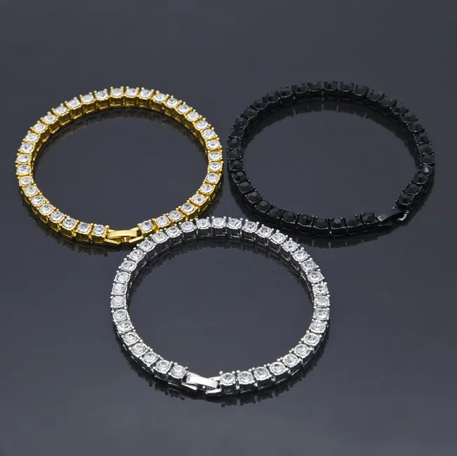 Fashion Bracelet Hip-hop Jewelry Rhinestones Crystal 3mm 4mm 5mm Tennis Chain Bracelets Trend Jewelry Wholesale
