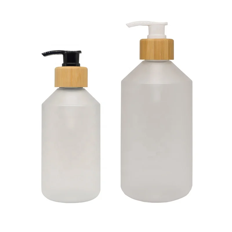 300ml 500ml clear frosted sloPET plastic empty cosmetic press bottle Plastic Shampoo Bottle with pump lid