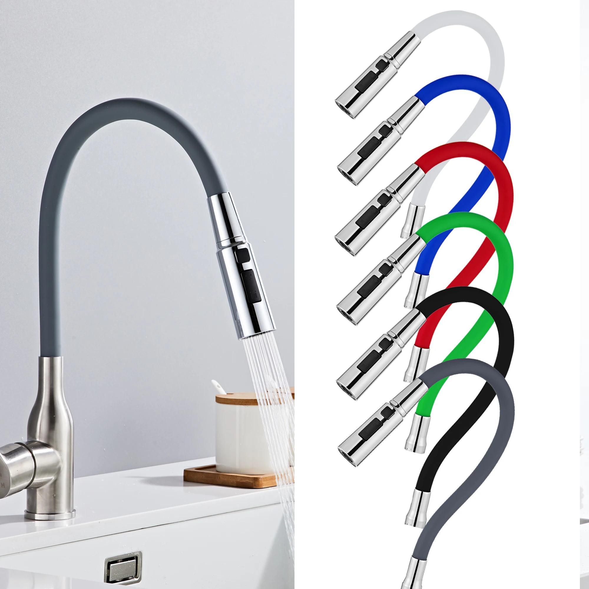 Factory Price custom color Flexible Rubber Silicon Hose Household Automatic sensor spout 360 Degree Rotation Kitchen Faucet