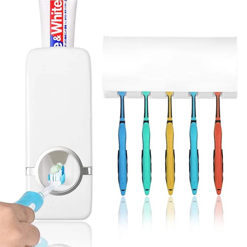 
Eco-friendly Plastic Wall Mount Five-piece Set Toothbrush Dispenser For Bathroom 