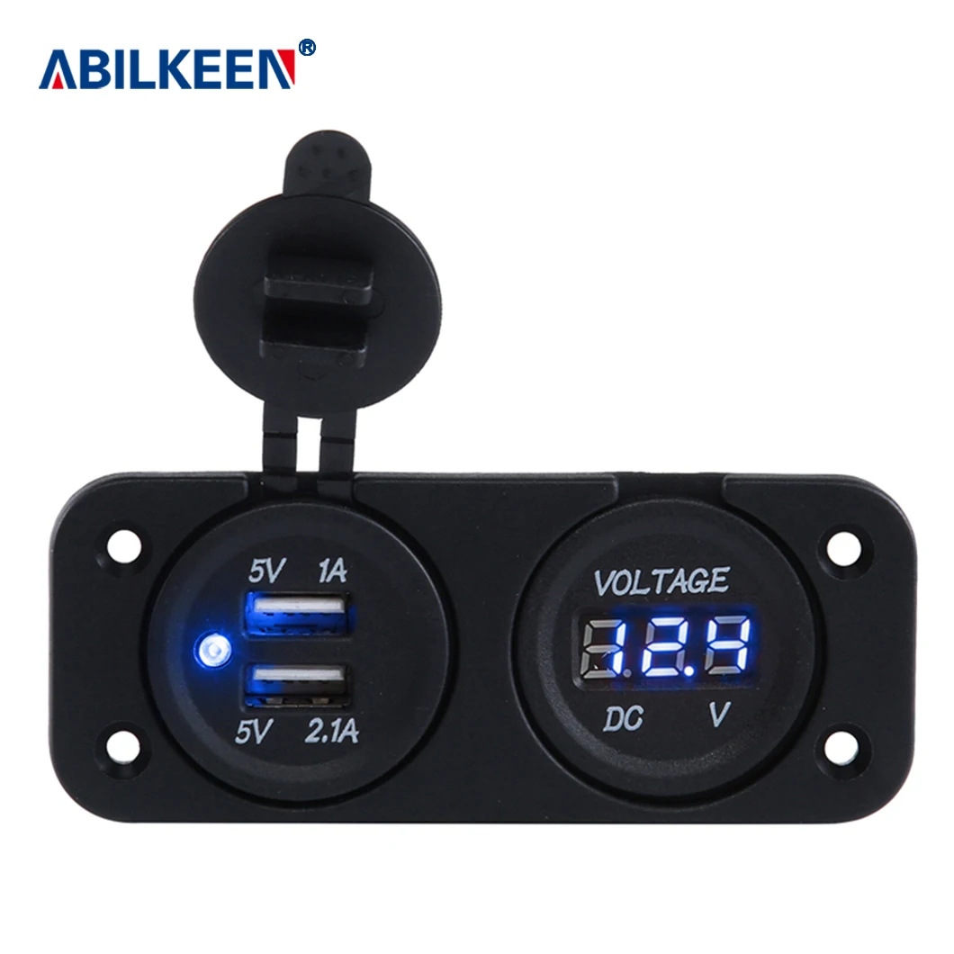 2 port Motorcycle Motorbike Car Charger Led Digital Voltmeter Socket usb charger for car usb outlet 12v usb charger for toyota