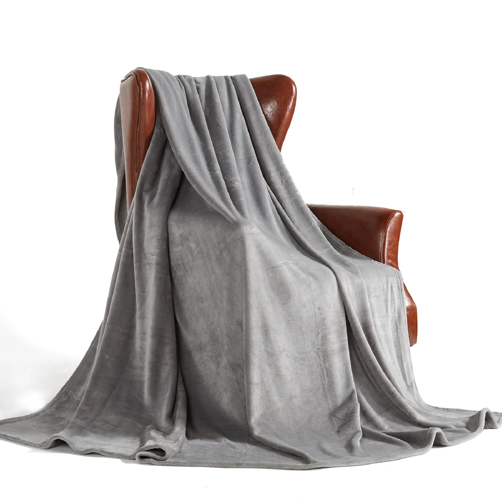 Custom Printed Flannel Sherpa Fleece Gift Throw Blanket Grey Blanket Luxurious Plush Fleece Blanket for All Season