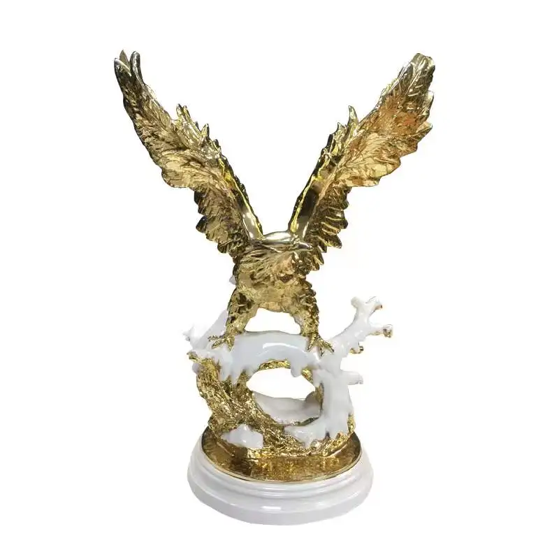 china figure hotel desk office home decor eagle sculpture ornaments resin statue golden falcon