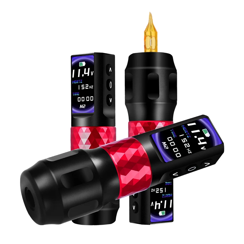 Rechargeable High Capacity OLED Display Digital Rotary Tattoo Machine Wireless Battery Tattoo Pen Set with Dual Batteries