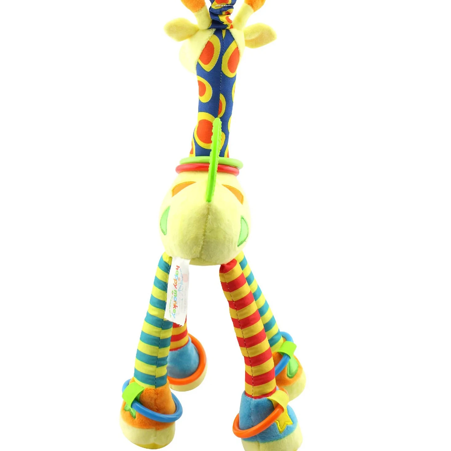 Plush Infant Baby Development Soft Giraffe Animal Handbells Rattles Handle Toys Hot Selling WIth Teether Baby Toy