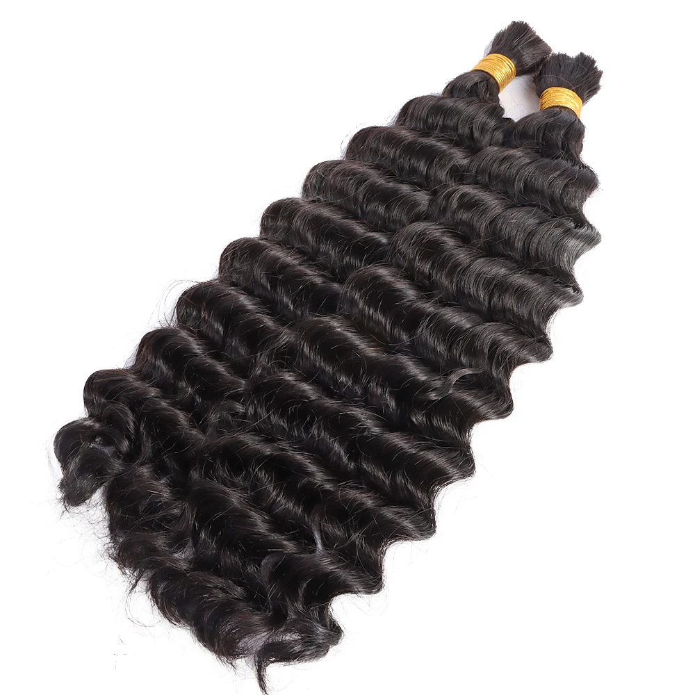 16-24inches natural color deep curly human bulk hair for braiding curly bulk hair for boho braids
