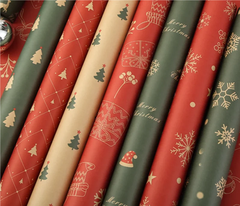 Рождественский подарок оберточная бумага цветная Цветочная Новогодняя подарочная упаковка