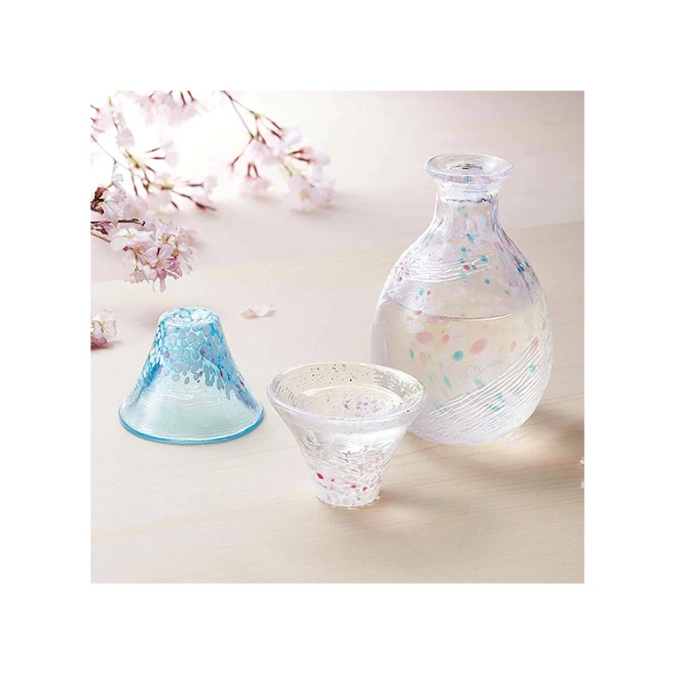 TOYO SASAKI GLASS hand made unique water glass cup sake set bottle