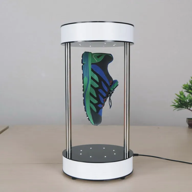 100-240v magnetic levitation shoe floating display stand holder 360 rotating with led light for store exhibition advertise