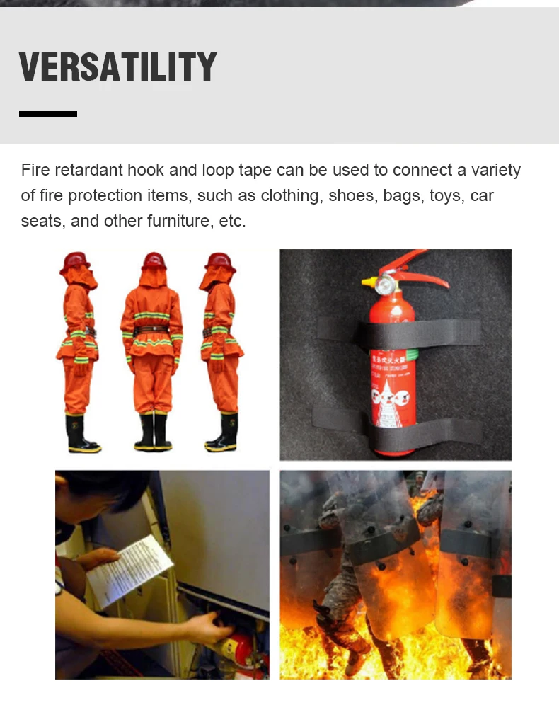 Fireproof flame retardant Velcroes wholesale retardant high temperature resistant heat insulation fire fighting fastener