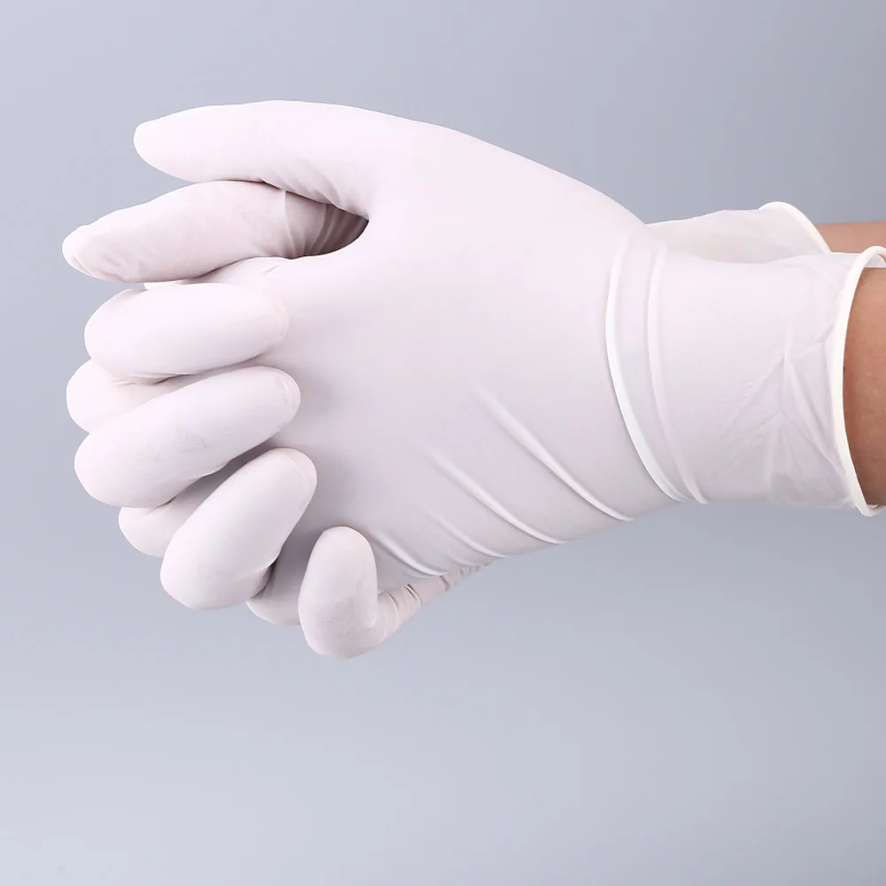 Wholesale Latex Free Powder Free White Nitrile Disposable Gloves Non sterile box of 100 pcs (1600341390095)