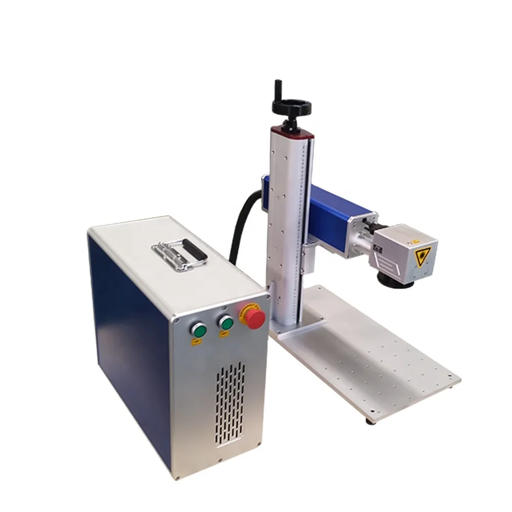 mini fiber laser marking machines with rotary or disk  feed belt device for metal plastic tag logo printing engraving equipment