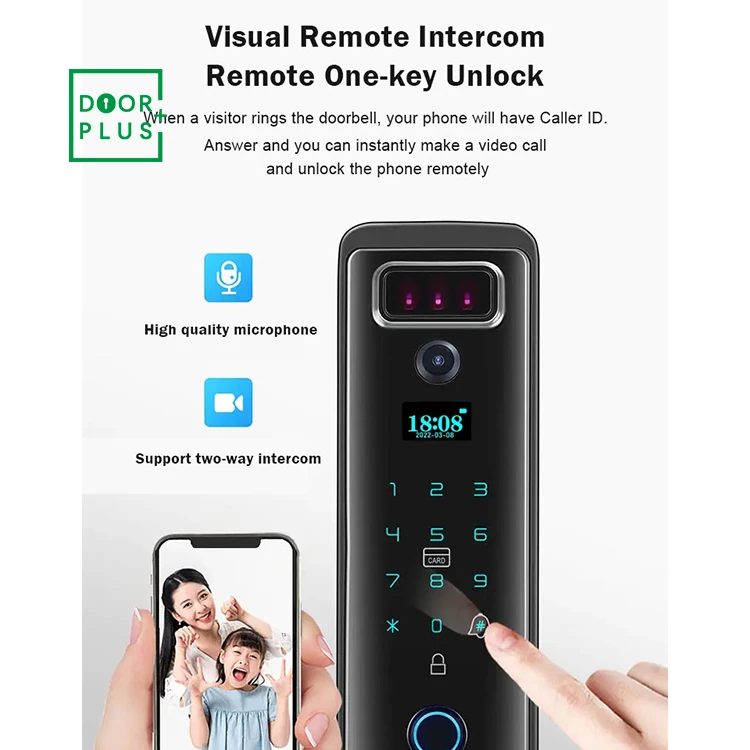 Doorplus Smart Fingerprint Door Lock Bluetooth Smart Lock With Camera Home Security Digital Electronic Smart Lock