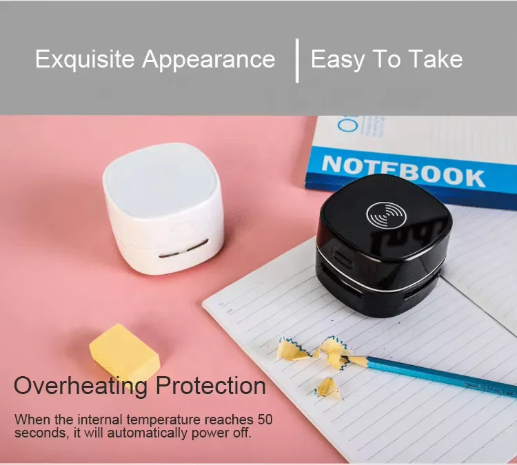 Office Gadgets electronic portable USB Rechargeable Car Home Dust Sweeper Mini Desktop Vacuum Cleaner with Wireless Charger