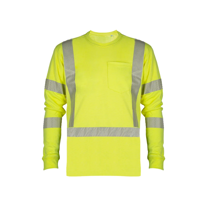 OEM Hi Vis Yellow Modacrylic Welding Fire Retardant Knit FRC Reflective Mechanic Safety Fireproof Flame Resistant FR Work Shirt