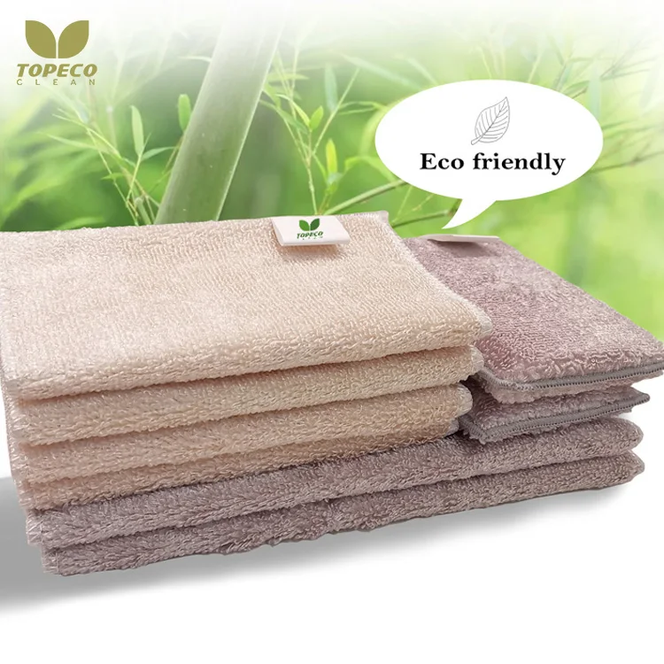 Topeco Hot Selling Bamboo Household Clean Reusable Organic Natural Towel Bamboo Dish Cloths