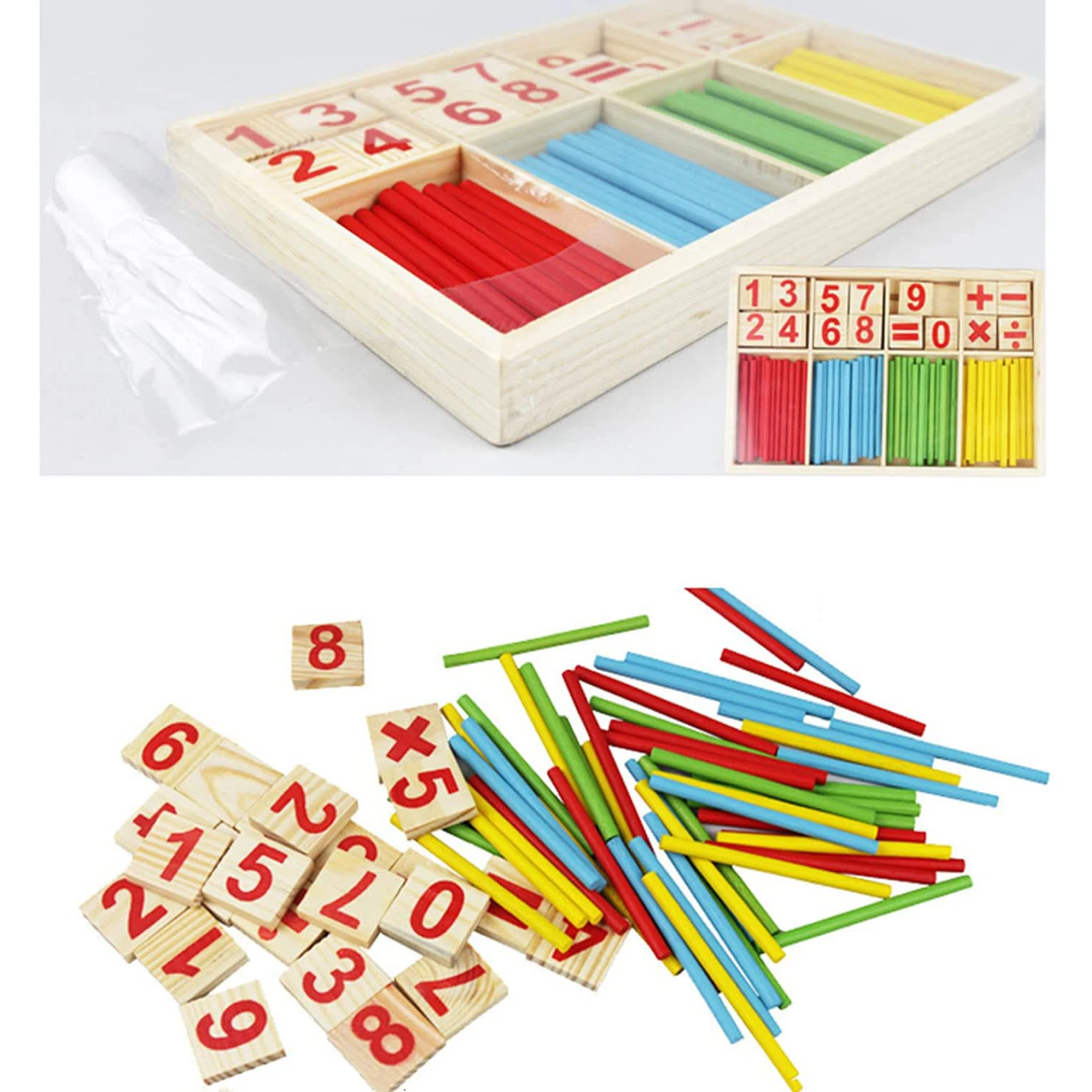 Early Learning Counting Rods Educational Toy Kids Wood Mathematics Toy Children Wooden Counting Stick Calculation Math Toys