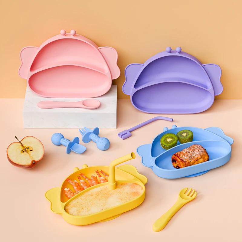 Wholesale OEM/ODM BPA Free Spill-Proof Feeding Divider Dishes Bowl Food Grade Silicone Baby Plate
