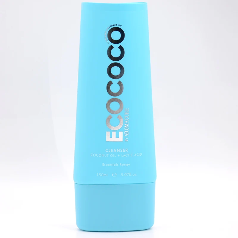 Customized color 150ml coconut oil and lactic acid facial cleanser super oval plastic tube oval tube with disc top cap