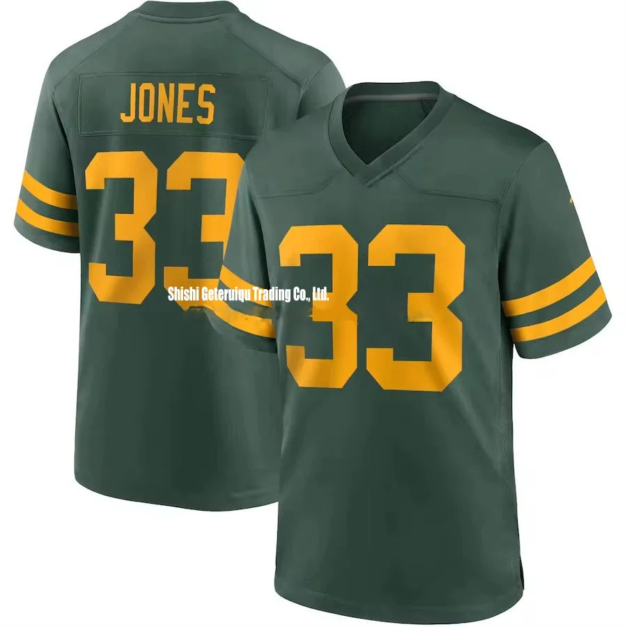 Высокое качество #9 Christian Watson #23 Jaire Alexander #26 Darnell Savage JR #33 Aaron Jones майка американского футбола