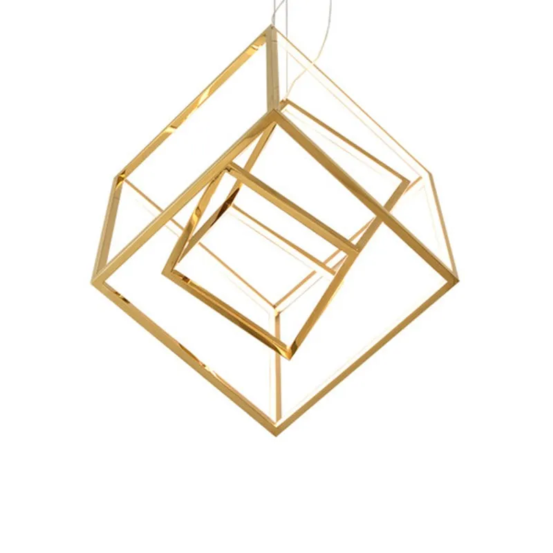 Modern LED Square Stainless steel gold luxury home decor Pendant lamp Chandelier