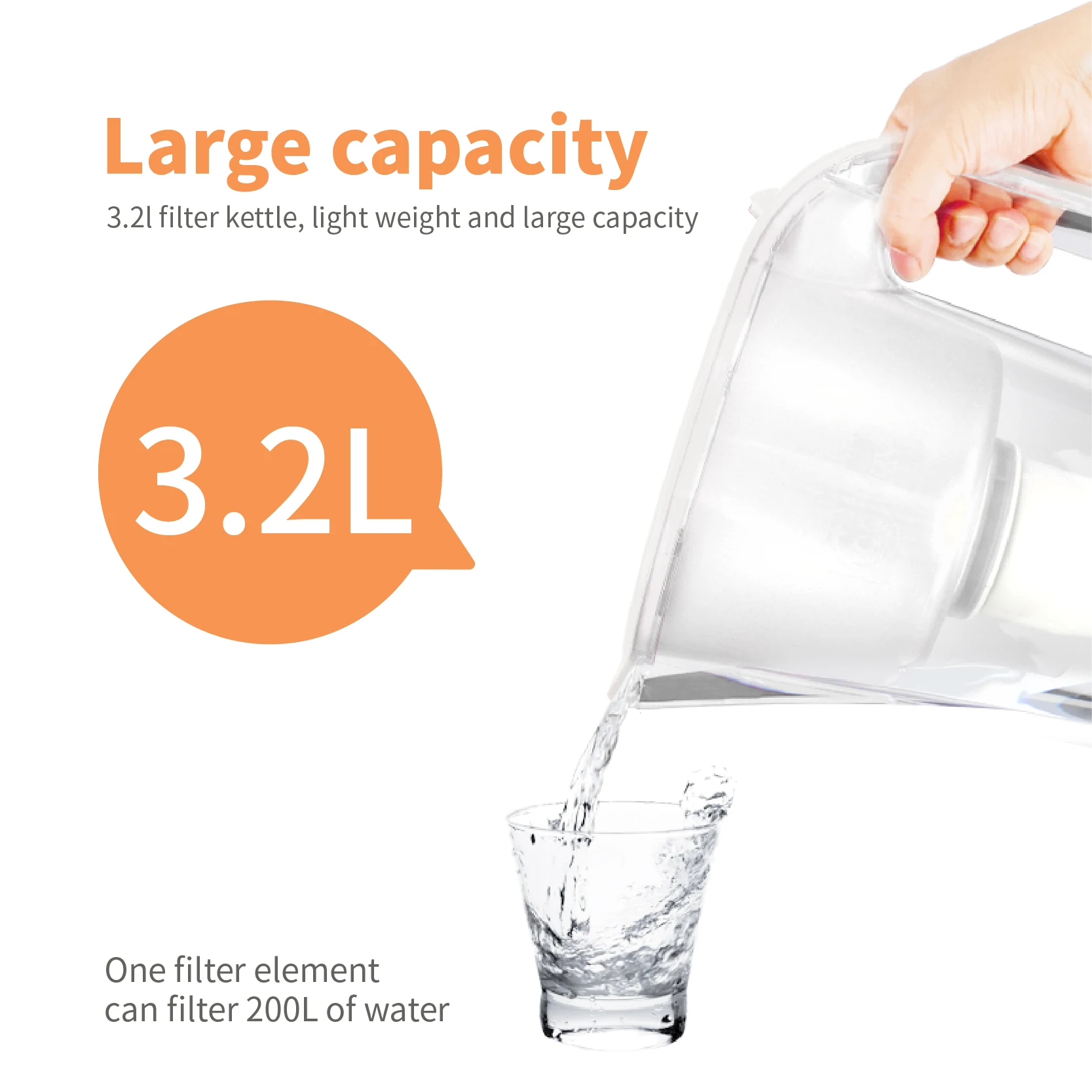 jarra de filtro de agua para grifo y agua potable  increase PH glass pitcher water filter