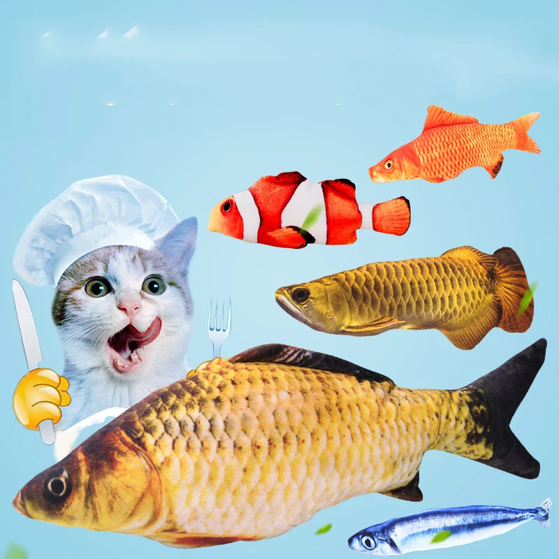 
Wholesale Amazon Simulation Plush Interactive Natural Catnip Filled Fish Cat Toys 
