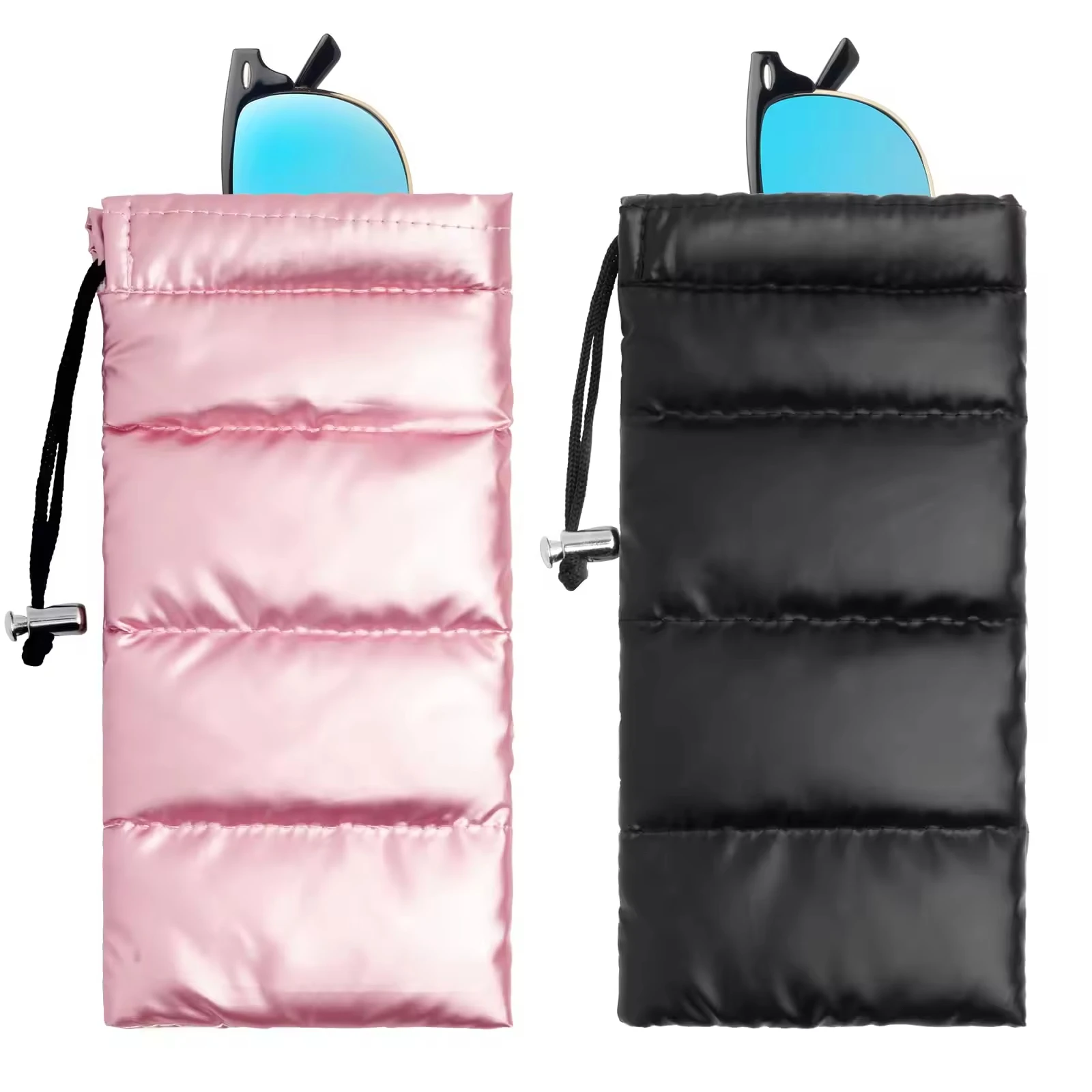 Custom Slim Microfiber Soft Luxury Glasses Storage Packaging Bag For Eye Wear Quilted Synthetic Down Sunglasses Case Pouch