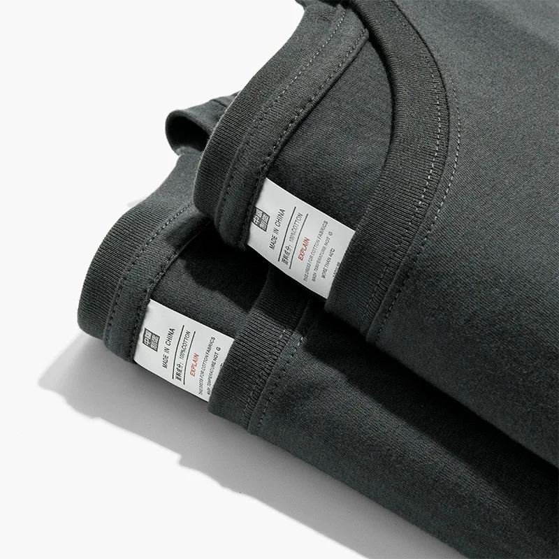 220G O-Neck Heavy Cotton Short Sleeve T-Shirt Men And Women Couples Cotton Pure White Loose Half Sleeve Fashion Card Base Shirt