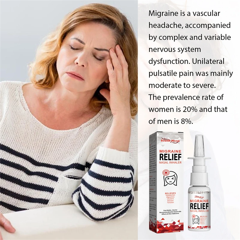 South Moon migraine relief nasal inhaler headaches clusters nausea tension treatment health body care medical nasal spray