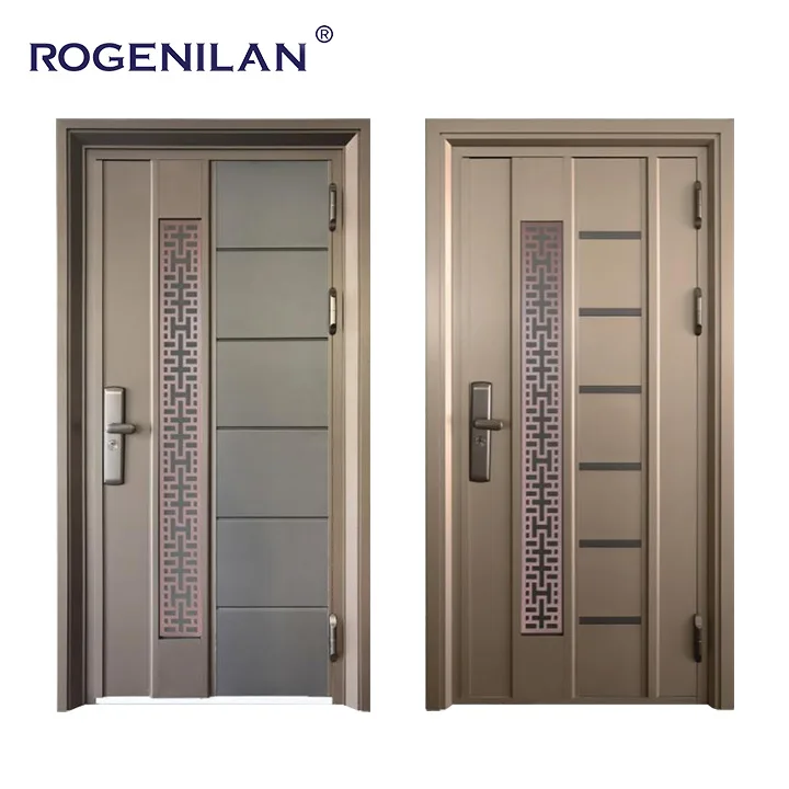 ROGENILAN The Newest Low Prices Exterior Wrought Aluminum Main Front Gate Luxury Stainless Steel Single Door With Opening Window