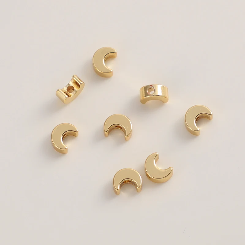 Crimp bead cover 14K gold plated brass Smooth moon shape beads copper isolation bead bracelet material