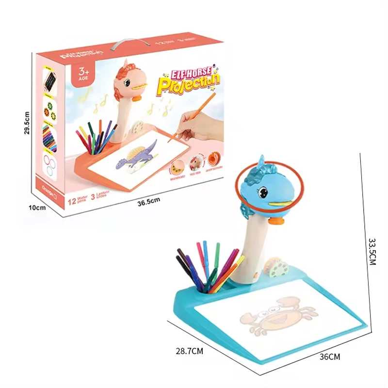 2 IN 1 Multifunctional Music Smart Drawing Projector Table Projection Painting Educational Toys for Kids