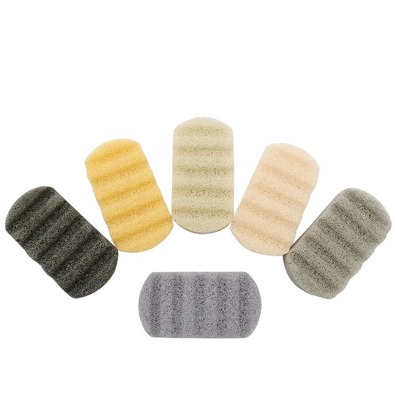 
Konjac Body Sponge, Bamboo Charcoal Natural Bath Loofah with String 