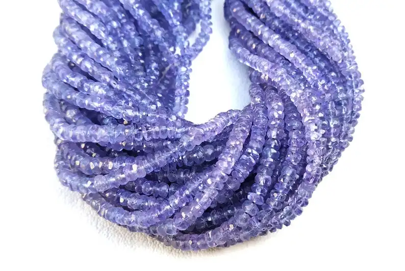 High Quality 16 Inch Long Natural Blue Tanzanite Gemstone Faceted Rondelle Making Jewelry Beautiful Necklace
